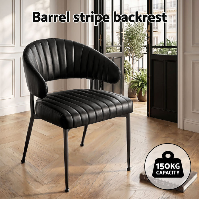 Artiss Dining Chairs Set of 6 Leather Hollow Armchair Black