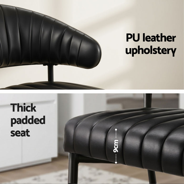 Artiss Dining Chairs Set of 6 Leather Hollow Armchair Black