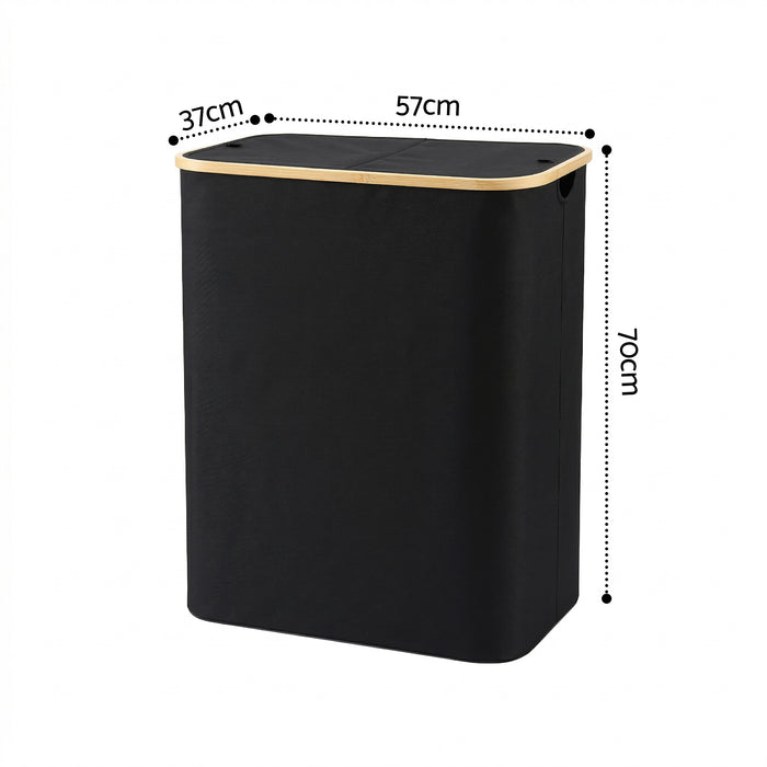 Artiss 2 Sections Laundry Basket with Removable Bags Foldable Black