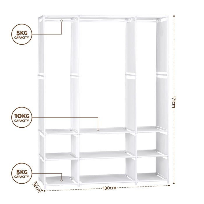 Artiss Large Portable Clothes Closet Wardrobe with Open Shelf White