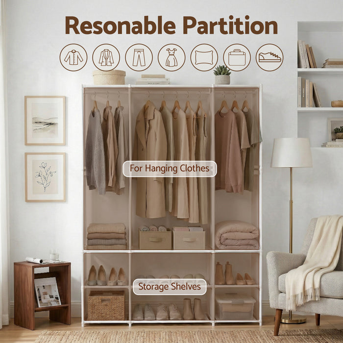 Artiss Large Portable Clothes Closet Wardrobe with Open Shelf White