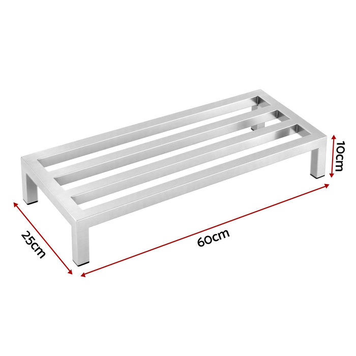 Giantz 60x25cm Dunnage Rack 2-Pack Stainless Steel Kitchen Floor Stand