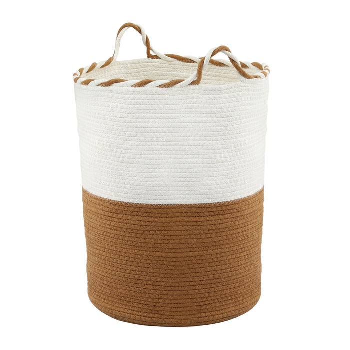 Artiss Woven Laundry Basket with handles Foldable White & Brown