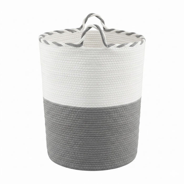 Artiss Woven Laundry Basket with handles Foldable White & Grey