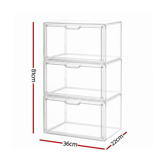 Artiss Clear Acrylic Display Case 3 Pack Toy Storage Box
