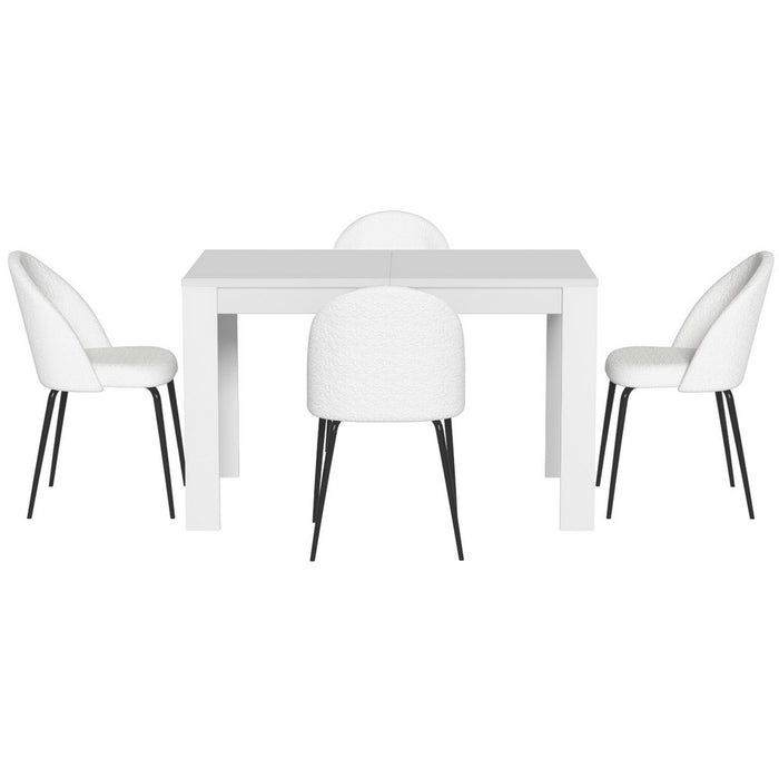 1 Artiss Dining Table and 4 Chairs Set White Sherpa
