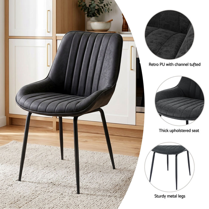 Artiss Dining Table and Chairs Set 5pcs Foldable Kitchen Furniture with 2 Drawers Black and White