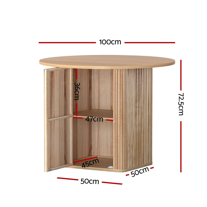 1 Artiss Dining Table and 4 Chairs Set Natural Timber