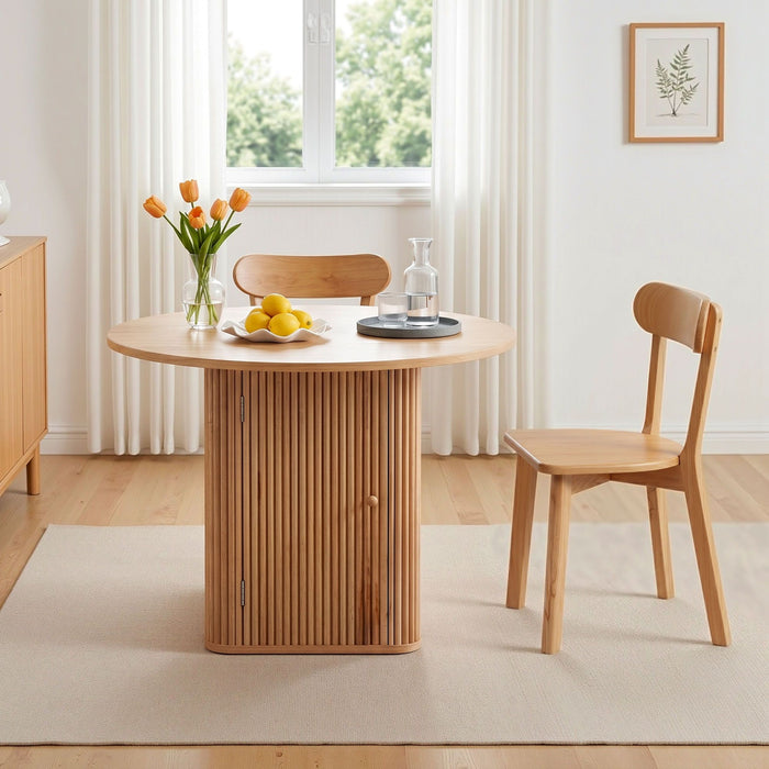 1 Artiss Dining Table and 4 Chairs Set Natural Timber