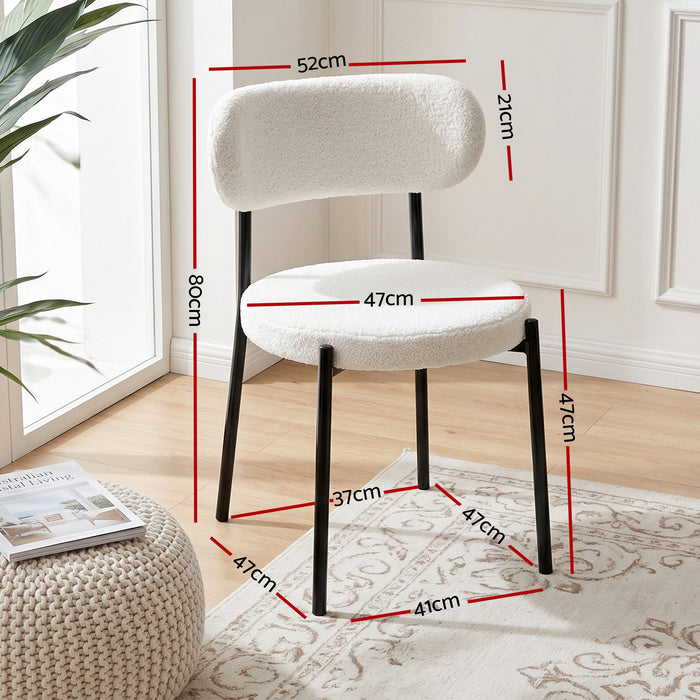 Artiss 200cm Extendable Dining Table Set with 4x Dining Chairs Sherpa White
