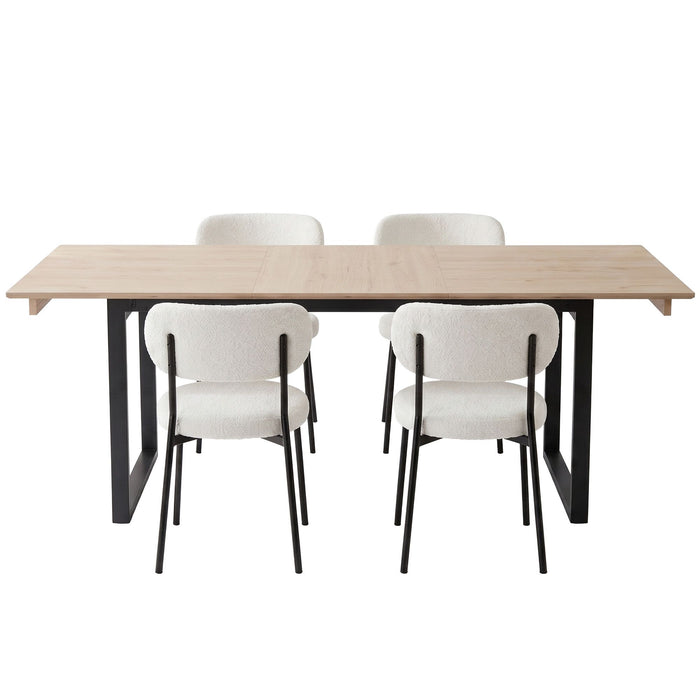 Artiss 200cm Extendable Dining Table Set with 4x Dining Chairs Sherpa White