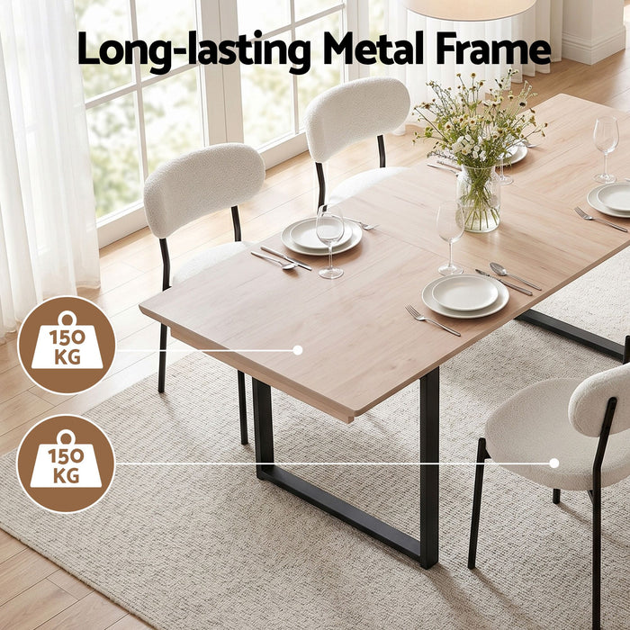 Artiss 200cm Extendable Dining Table Set with 4x Dining Chairs Sherpa White