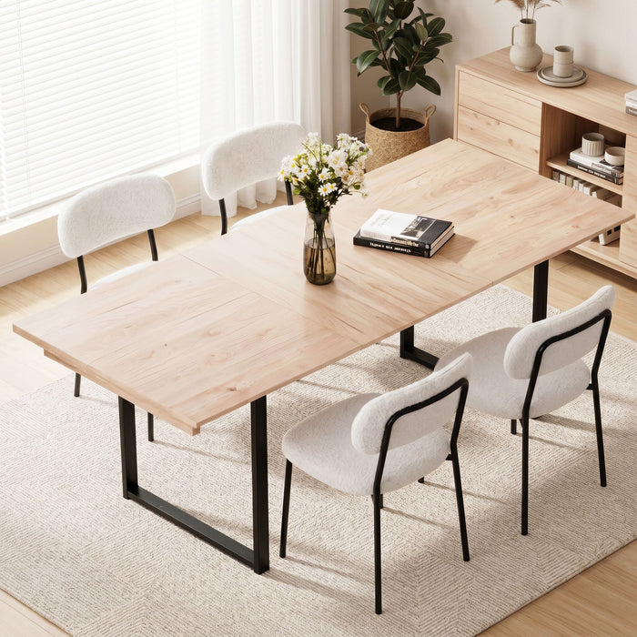 Artiss 200cm Extendable Dining Table Set with 4x Dining Chairs Sherpa White