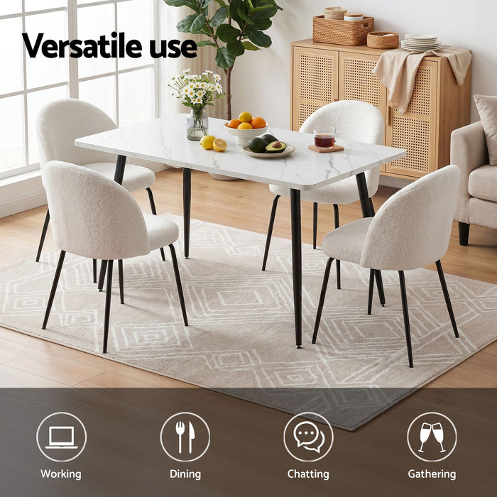 1 Artiss Dining Table and 4 Chairs Set White Marble Style