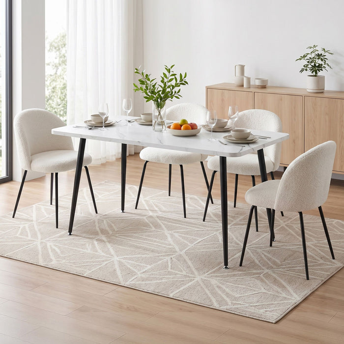 1 Artiss Dining Table and 4 Chairs Set White Marble Style