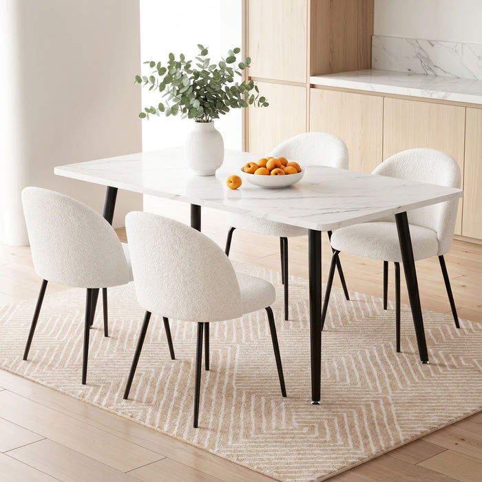 1 Artiss Dining Table and 4 Chairs Set White Marble Style
