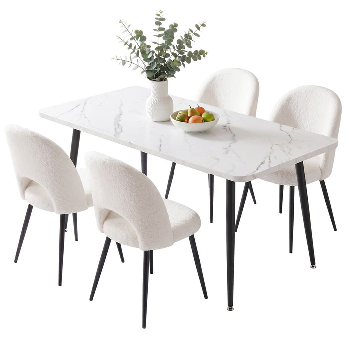 Artiss Dining Table and Chairs Set 5pcs Kitchen Furniture Marble White
