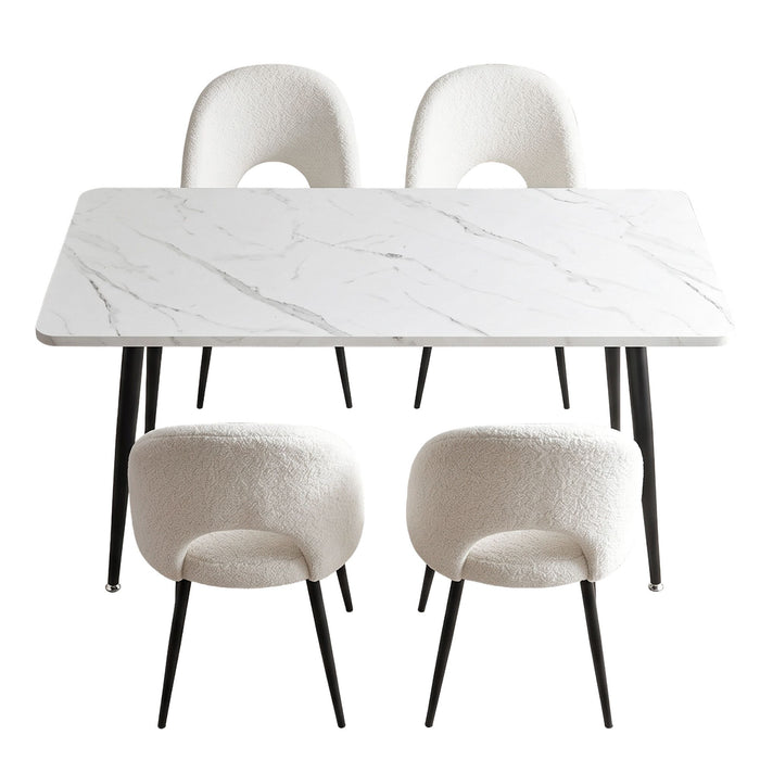 Artiss Dining Table and Chairs Set 5pcs Kitchen Furniture Marble White