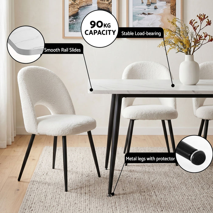 Artiss Dining Table and Chairs Set 5pcs Kitchen Furniture Marble White
