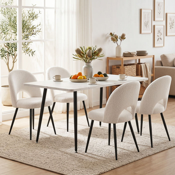 Artiss Dining Table and Chairs Set 5pcs Kitchen Furniture Marble White