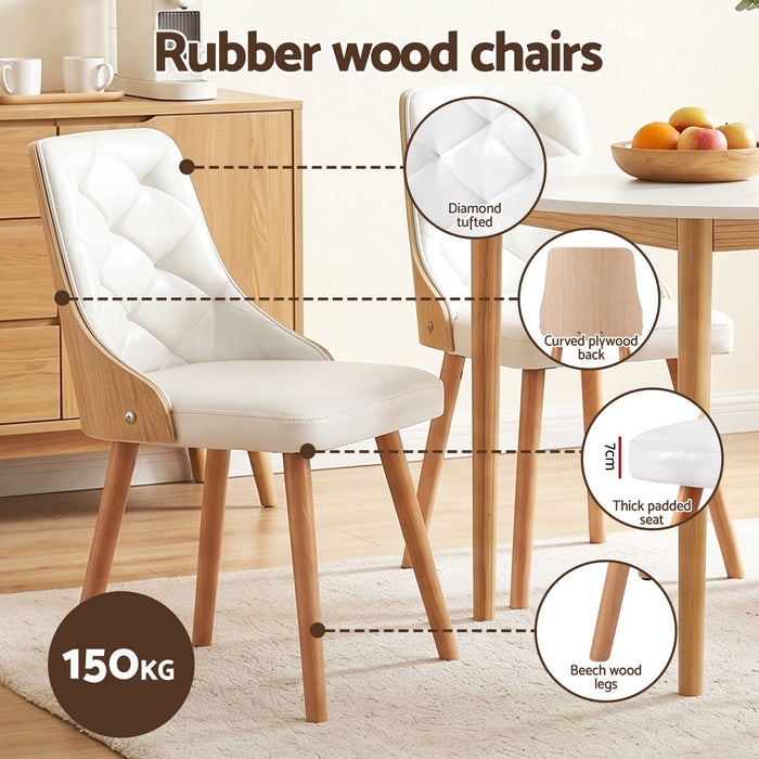 Artiss Dining Table and Chairs Set 5PCS Round 4 PU Leather Seater Dining Set White
