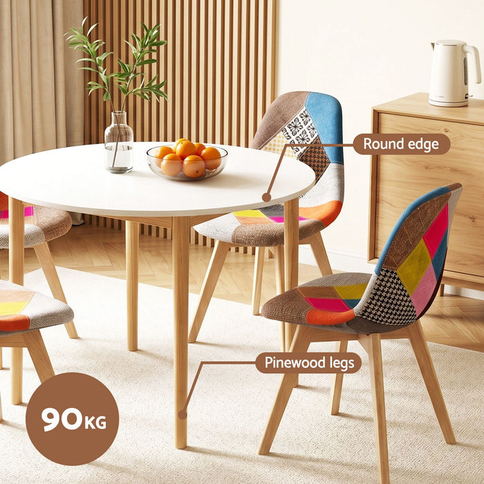 1 Artiss Dining Table and 4 Fabric Eiffel Chairs Set White