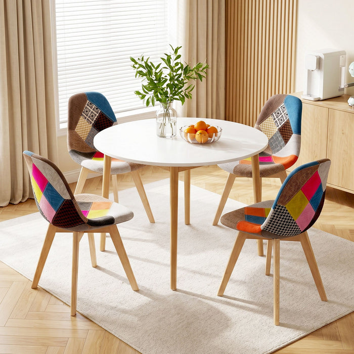 1 Artiss Dining Table and 4 Fabric Eiffel Chairs Set White