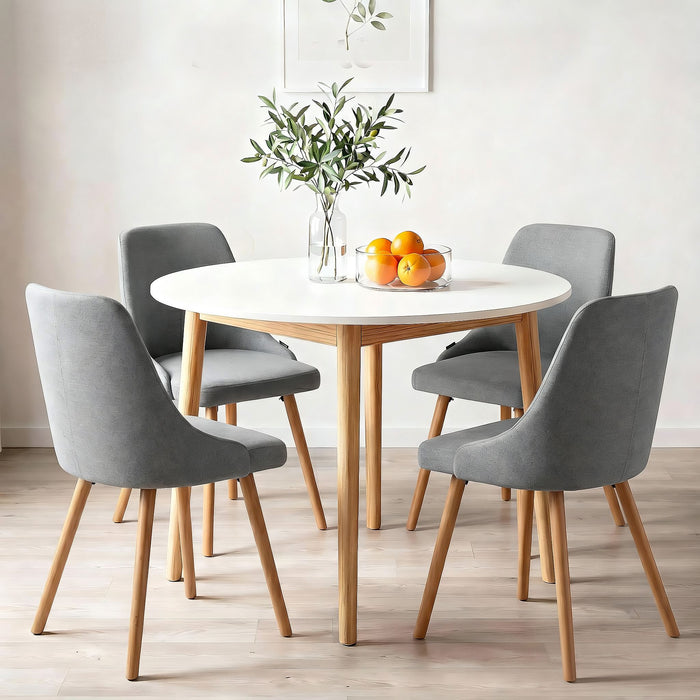 Artiss Round Dining Table and Chairs Set 5pcs Compact Kitchen Furniture White Natural Wood & Grey