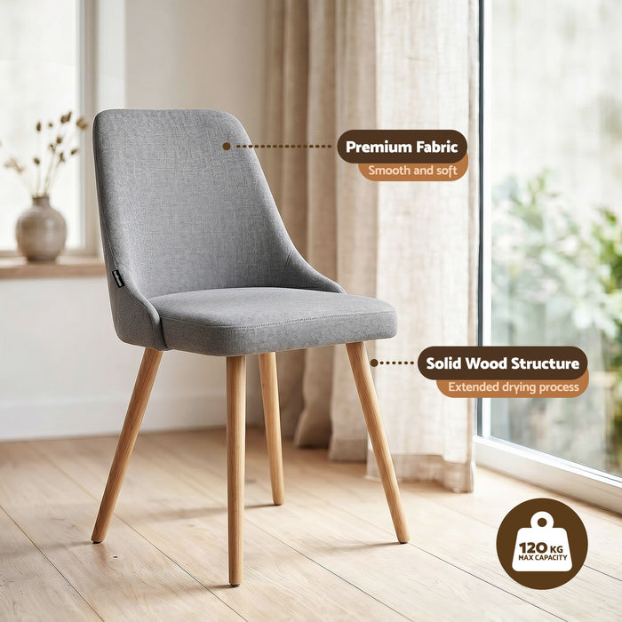 Artiss Round Dining Table and Chairs Set 5pcs Compact Kitchen Furniture White Natural Wood & Grey