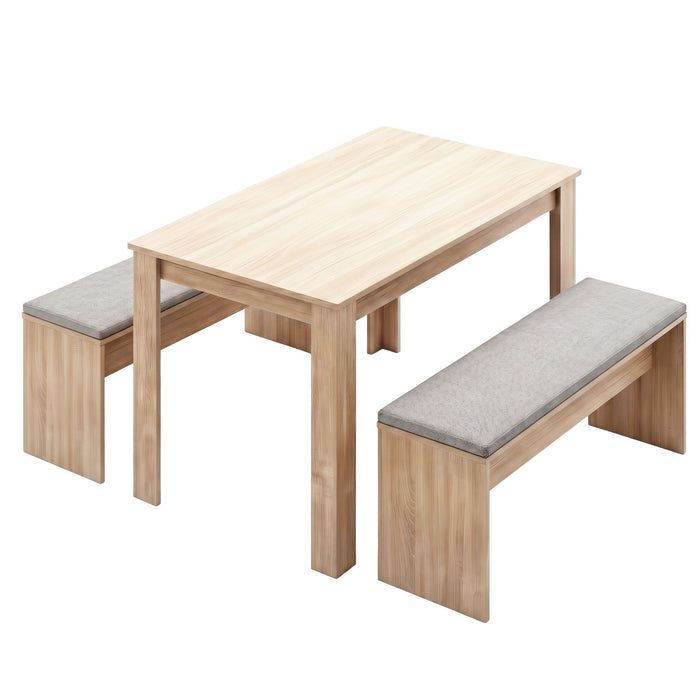 Artiss 3 Piece Dining Sets, 120cm Wooden Dining Table and 2 Upholstered Chairs Set, Space-Saving Modern Kitchen Dining Suite for Home Apartment (Oak)
