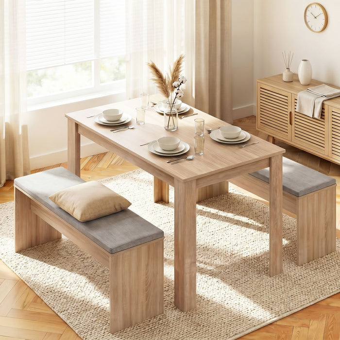 Artiss 3 Piece Dining Sets, 120cm Wooden Dining Table and 2 Upholstered Chairs Set, Space-Saving Modern Kitchen Dining Suite for Home Apartment (Oak)