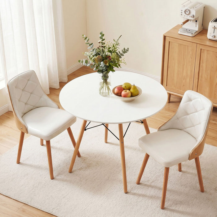 Artiss Dining Table and Chairs Set 3PCS 90cm 2 Seater Round Dining Set for Kitchen, Apartment, Dining Room White