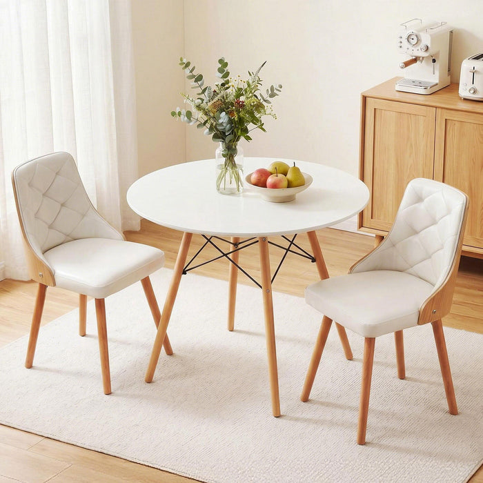 Artiss Dining Table and Chairs Set 3PCS 90cm 2 Seater Round Dining Set for Kitchen, Apartment, Dining Room White
