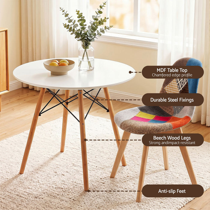 Artiss Dining Table and Chairs Set 3PCS Round 2 Seater Dining Set for Kitchen, Apartment, Dining Room White