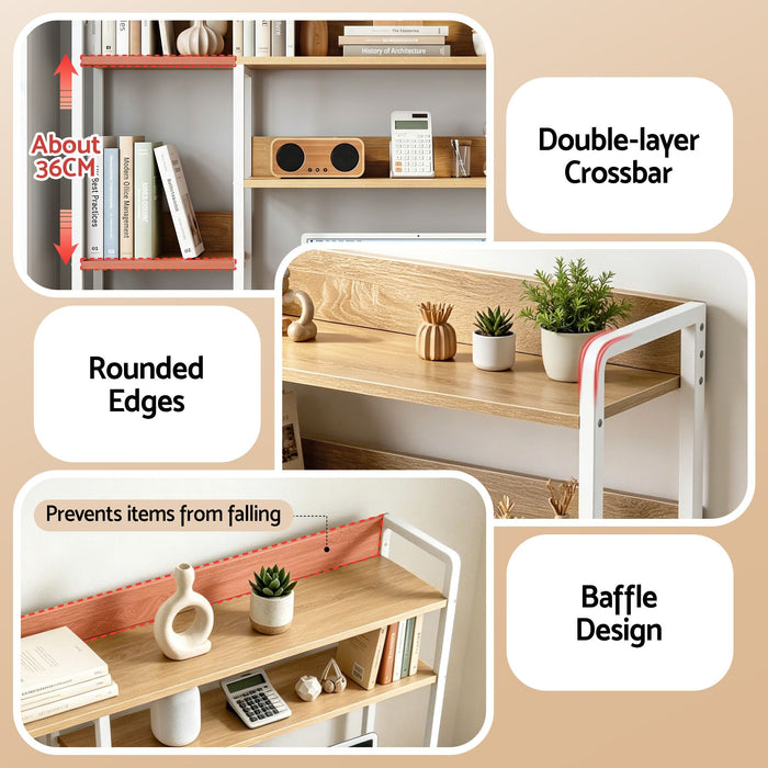 Artist Desk Organizer 2-Tier Desk Shelf 24cm Depth for Unblocked Monitor View Asymmetrical Desk Hutch Dorm for WFH & Gaming Heavy-Duty