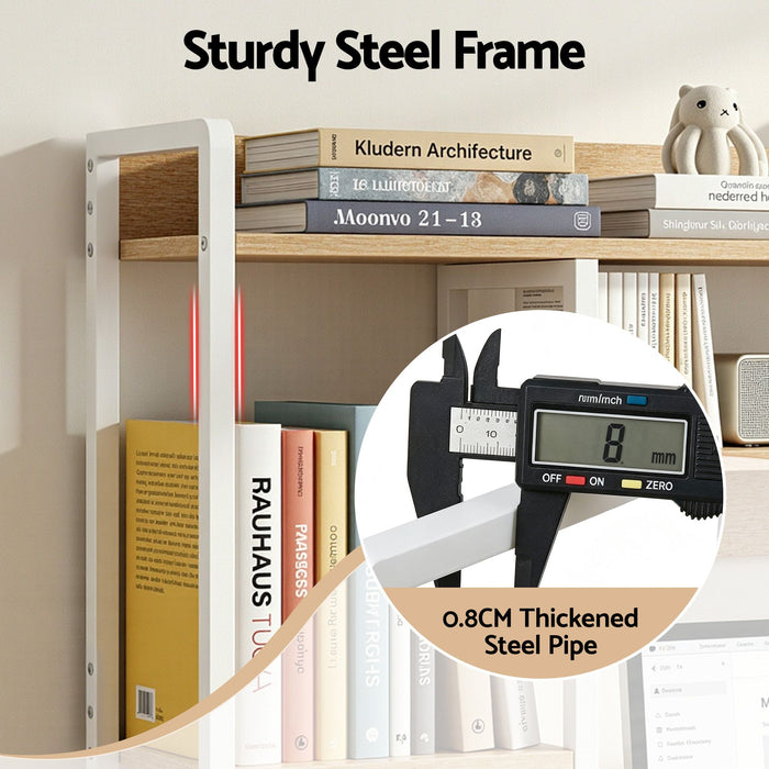 Artist Desk Organizer 2-Tier Desk Shelf 24cm Depth for Unblocked Monitor View Asymmetrical Desk Hutch Dorm for WFH & Gaming Heavy-Duty