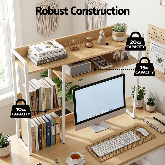 Artist Desk Organizer 2-Tier Desk Shelf 24cm Depth for Unblocked Monitor View Asymmetrical Desk Hutch Dorm for WFH & Gaming Heavy-Duty