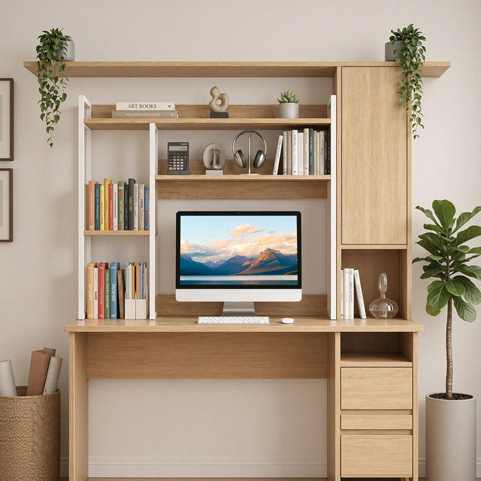 Artist Desk Organizer 2-Tier Desk Shelf 24cm Depth for Unblocked Monitor View Asymmetrical Desk Hutch Dorm for WFH & Gaming Heavy-Duty