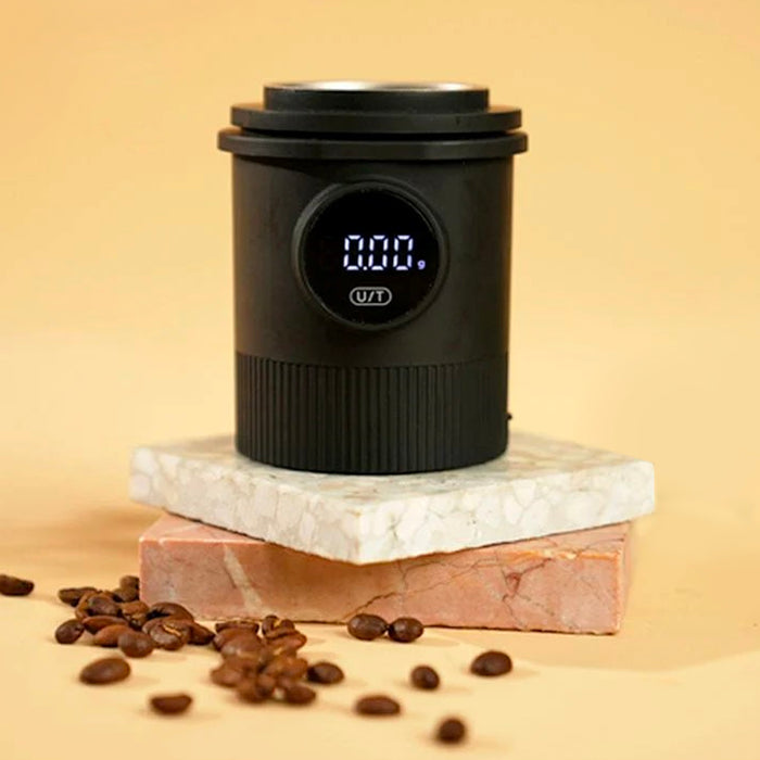 Mornest Espresso Dosing Cup with Scale – 58mm Portafilter Compatible, 0.1g Precision, USB-C Rechargeable with LED Display, Mess-Free Coffee Workflow (Black)