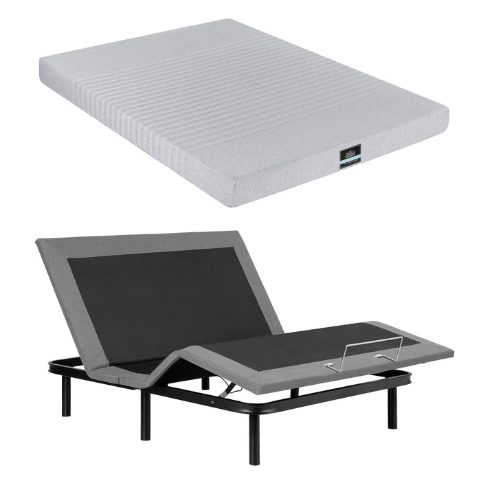 Artiss Double Bed Frame and Giselle Bedding Double Memory Foam Mattress Set, Electric Bed Base with Zero Gravity & 7 Zone Cooling Comfort for Back Pain Relief, Black & Grey,15cm Thickness