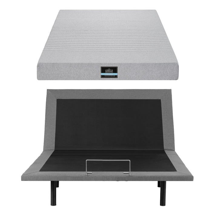 Artiss Double Bed Frame and Giselle Bedding Double Memory Foam Mattress Set, Electric Bed Base with Zero Gravity & 7 Zone Cooling Comfort for Back Pain Relief, Black & Grey,15cm Thickness