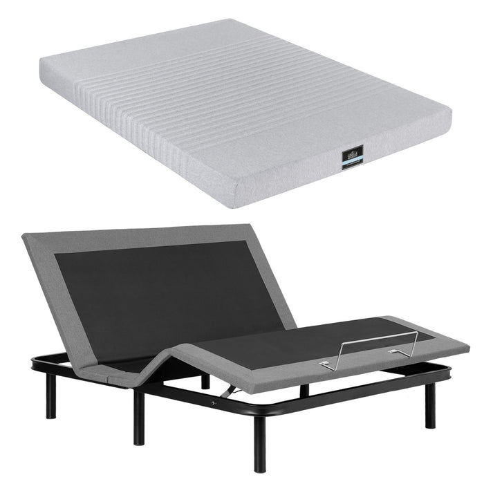 Artiss King Bed Frame and Giselle Bedding King Memory Foam Mattress Set, Electric Bed Base with Zero Gravity & 7 Zone Cooling Comfort for Back Pain Relief, Black & Grey, 15cm Thickness