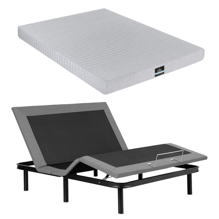 Artiss Queen Bed Frame and Giselle Bedding Queen Memory Foam Mattress Set, Electric Bed Base with Zero Gravity & 7 Zone Cooling Comfort for Back Pain Relief, Black & Grey, 15cm Thickness