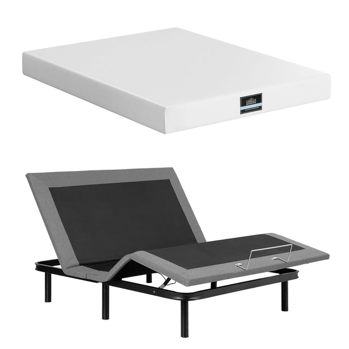 Artiss Double size bed frame & Giselle Bedding Double Mattress Combo, adjustable bed Base for Snoring Relief, Independent Head Foot Incline, Wireless Remote, Black,20cm Thickness