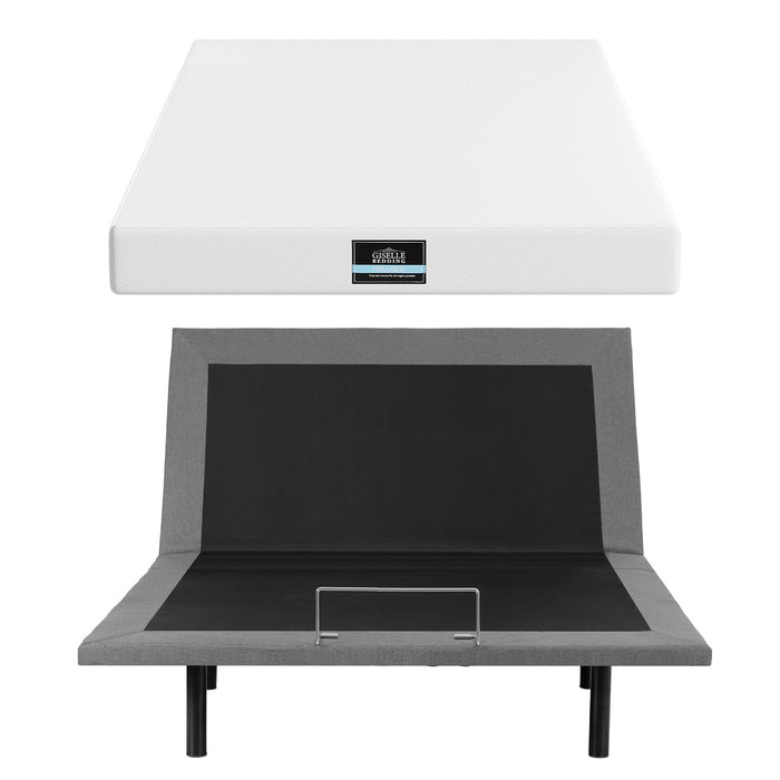 Artiss Double size bed frame & Giselle Bedding Double Mattress Combo, adjustable bed Base for Snoring Relief, Independent Head Foot Incline, Wireless Remote, Black,20cm Thickness