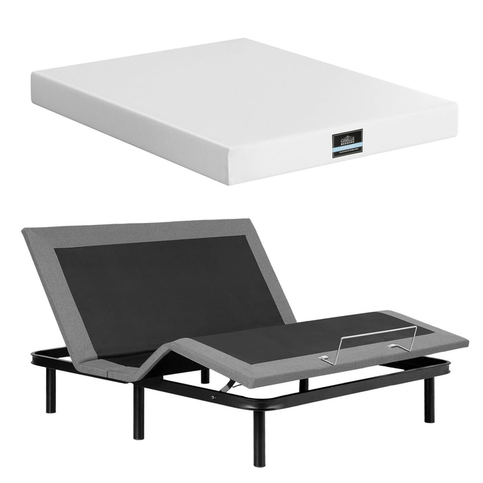 Artiss King size bed frame & Giselle Bedding King Mattress Combo, adjustable bed Base for Snoring Relief, Independent Head Foot Incline, Wireless Remote, Black,20cm Thickness