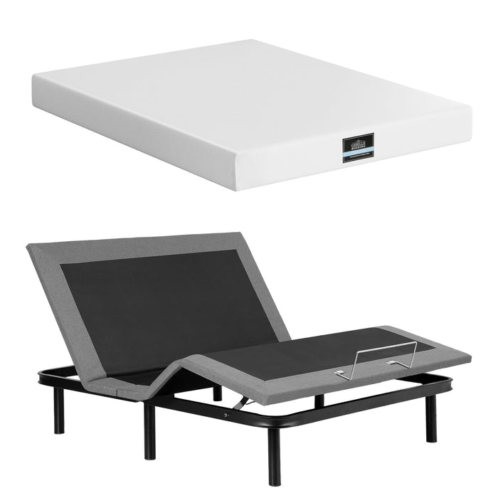 Artiss Queen size bed frame & Giselle Bedding Mattress Queen Combo, adjustable bed Base for Snoring Relief, Independent Head Foot Incline, Wireless Remote, Black,20cm Thickness
