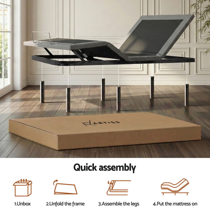 Artiss Queen size bed frame & Giselle Bedding Mattress Queen Combo, adjustable bed Base for Snoring Relief, Independent Head Foot Incline, Wireless Remote, Black,20cm Thickness