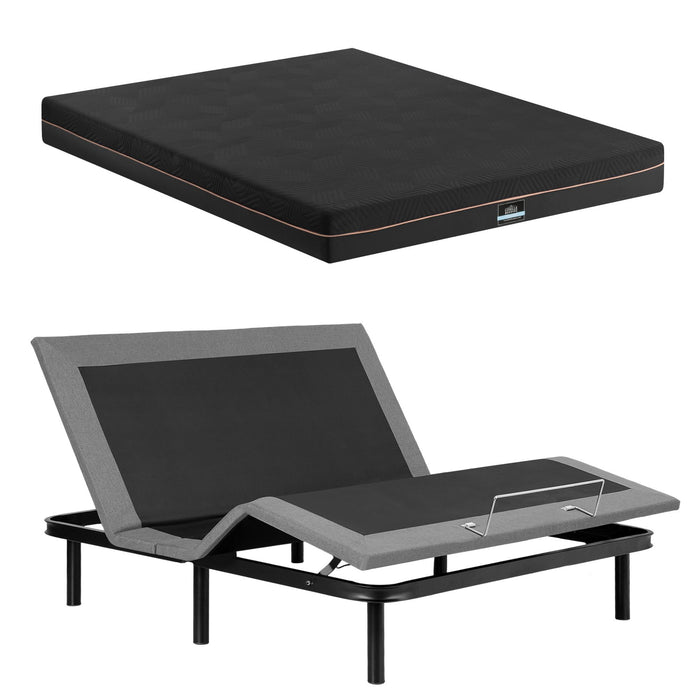 Artiss King size bed frame with Giselle Bedding King Mattress, adjustable bed Base Combo for Snoring Relief, Independent Head Foot Incline, Wireless Remote, Black,18cm Thickness