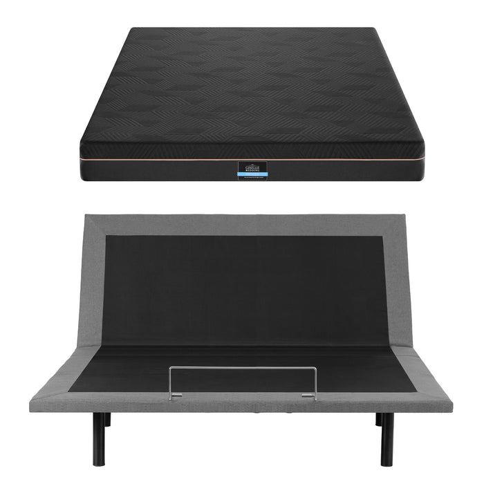 Artiss King size bed frame with Giselle Bedding King Mattress, adjustable bed Base Combo for Snoring Relief, Independent Head Foot Incline, Wireless Remote, Black,18cm Thickness